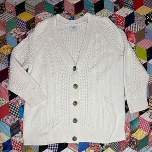 Aerie Cream Cable Knit Cardigan cotton sweater